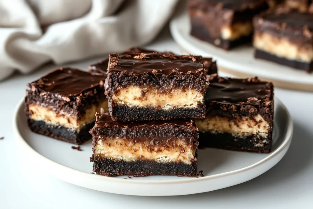 How to Use Bananas as a Substitute for Eggs and Oil in Baking 8 Fudgy banana brownies with a rich chocolate top, cut into squares, showing a moist interior, placed on a dark wooden table with chocolate chunks and ripe bananas.