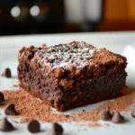 Bananas as Oil Substitute: A Healthier Alternative 25 Freshly baked gluten-free banana brownies on a wooden board in a modern white kitchen, showing their rich and fudgy texture with melted chocolate chips.